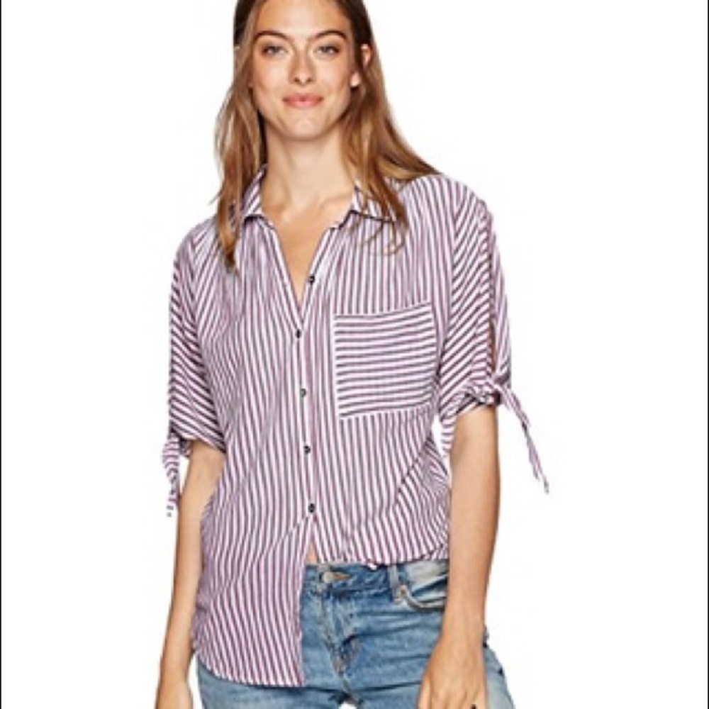 Willliam Rast Clapton Marsala Woven striped Top